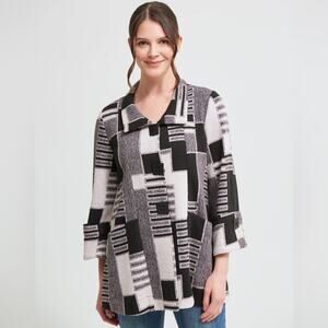 Joseph Ribkoff Geometric Jacquard Black - White Coat Size 6 US